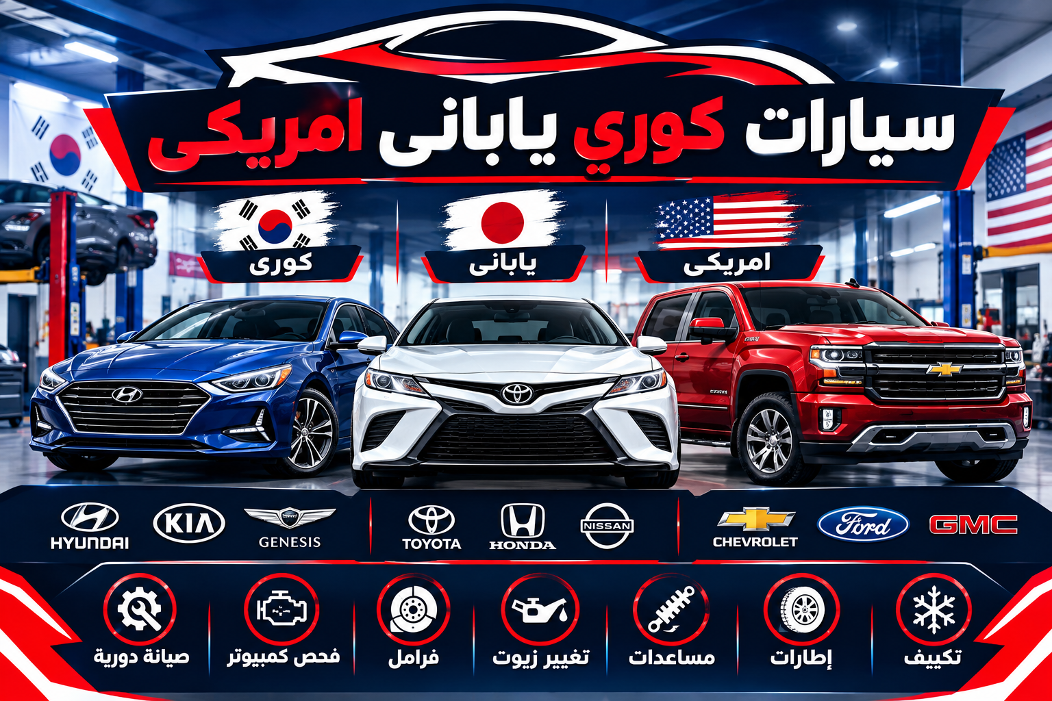 سيارات كورى يابانى امريكى